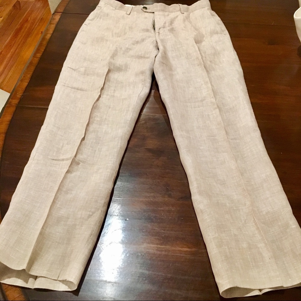 ENZO Men’s Tan Linen Pants